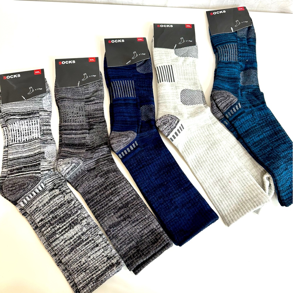 5-Pack Mens Blue and Gray Dress Socks XXL 10 - 13